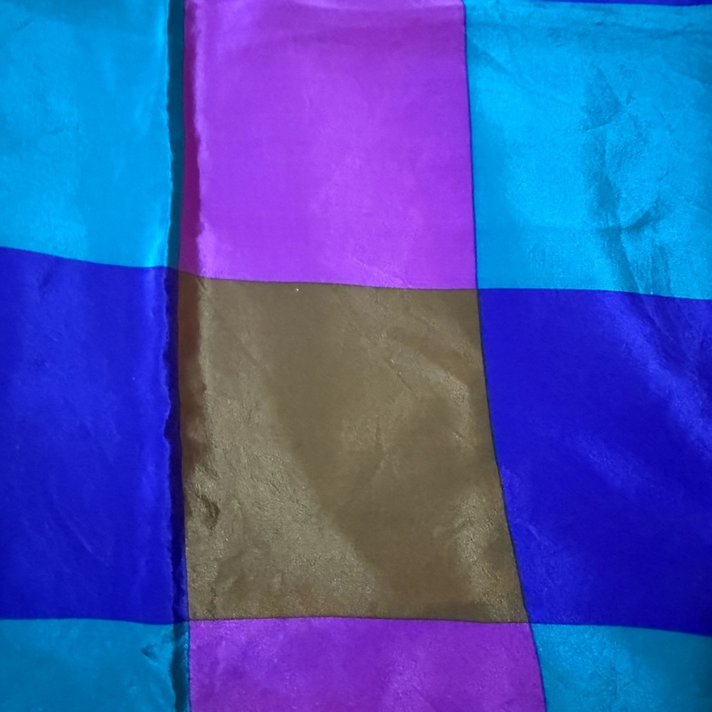 Yves Saint Laurent Silk Purple and Black Scarf - Picture 4 of 5